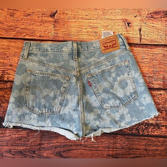 Levis 501 Cut‎ Off Denim Shorts Womens 29 Floral Blue Button Fly Cut Off - Picture 3 of 9